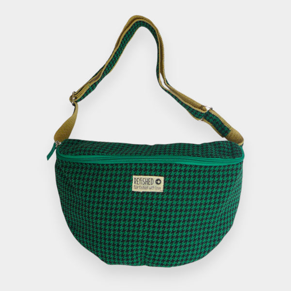 Upcycelte Bum Bag XL in Tweed grün til 